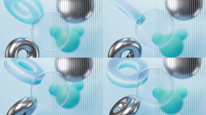 青色抽象球体几何图形背景动画