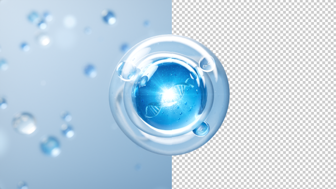 原创三维蓝色精华球元素AE模板带通道