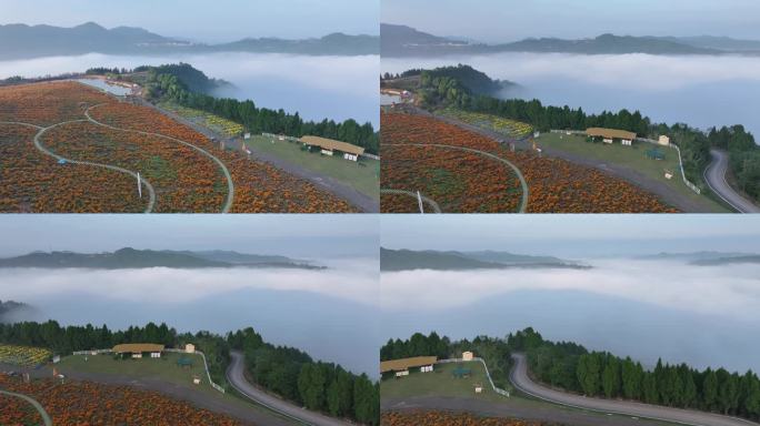 航拍开江大回湾