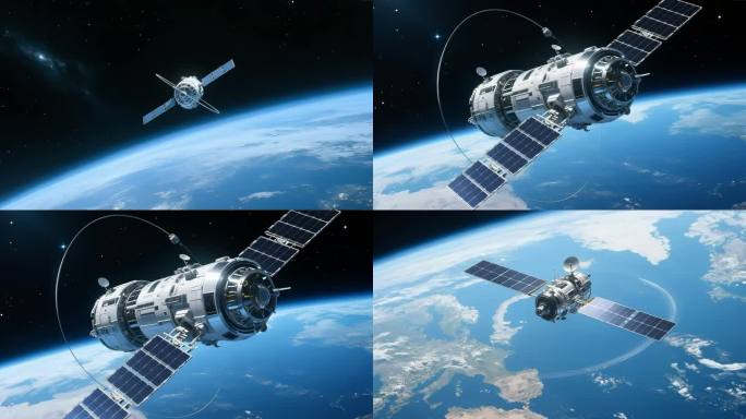 太空卫星绕地飞行