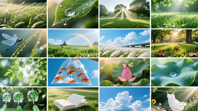 夏日唯美小清新树叶阳光白云立夏空镜合集