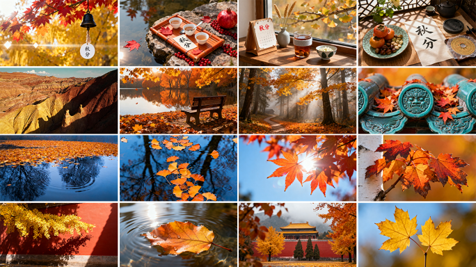 秋分视频秋分节气秋天落叶秋天风景秋天景色