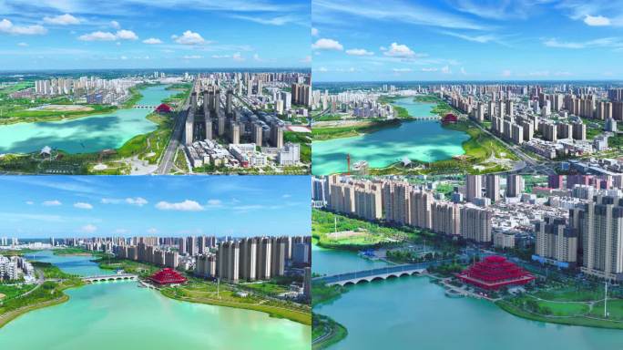 天门市北湖公园航拍