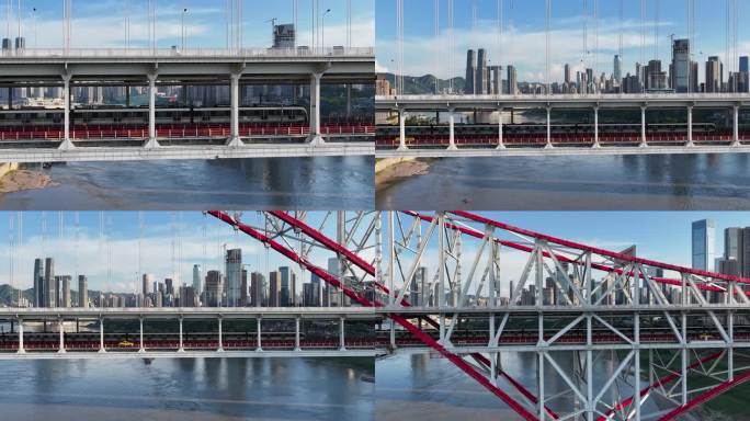 重庆黄色法拉利朝天门大桥两江四岸风光