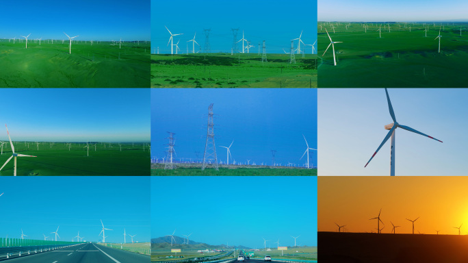 绿色新能源 壮观的风电阵列实拍
