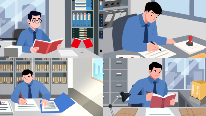 机关 商务 办公场景mg动画 AE模板