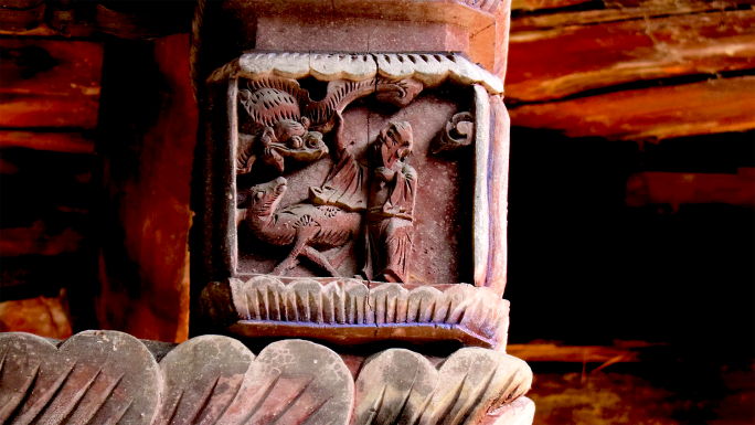 明代古建筑木雕彩绘细节