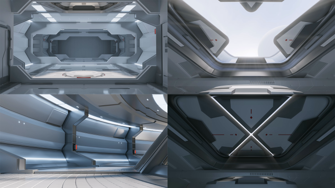 科幻 未来 白色 太空舱 场景 C4D