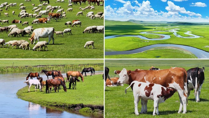 牛羊成群草原牧场