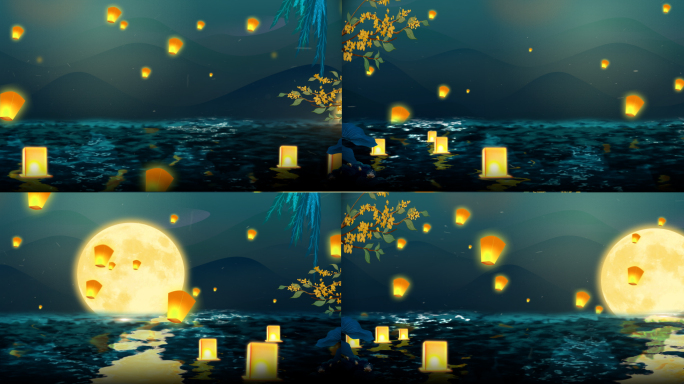 中秋明月背景视频AE模板