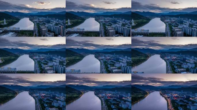 城市江景航拍