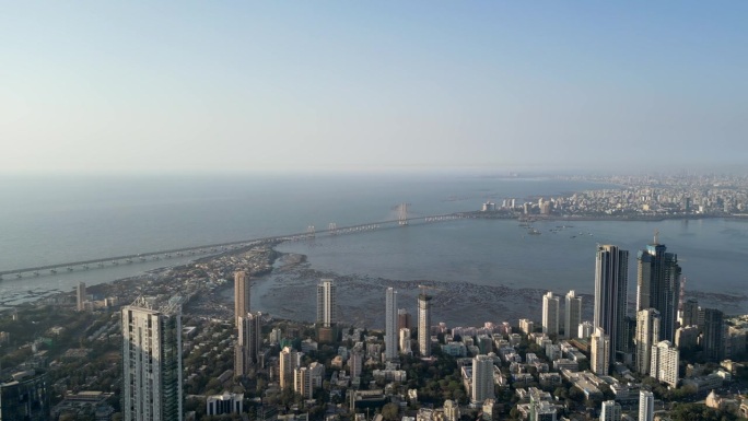 Worli海链接 Mumbai 鸟瞰视角无人机镜头