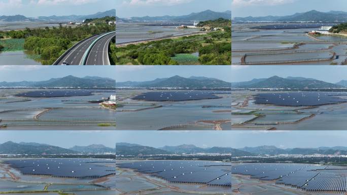 玉环清港晶科滩涂光伏电站组合运镜航拍