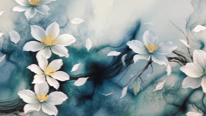 宽屏水墨茉莉花