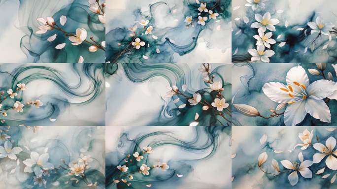 宽屏水墨茉莉花