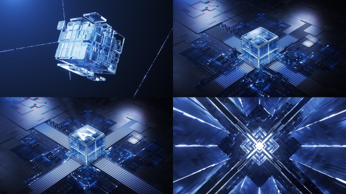 科技芯片穿梭转场C4D+AE全套工程