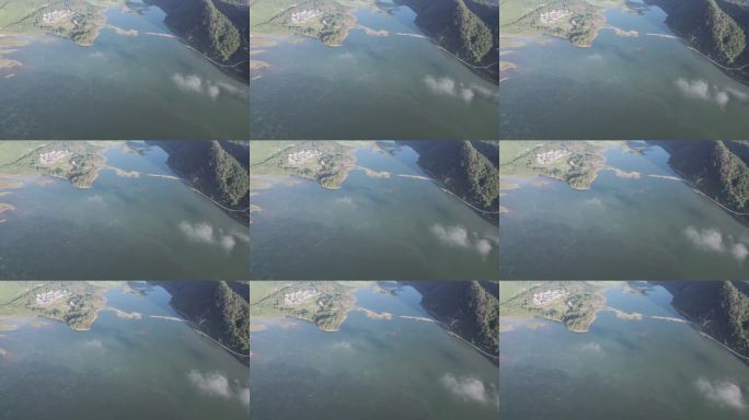 广东韶关罗坑水库湖光山色航拍美景