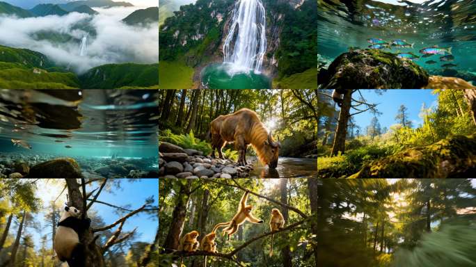 秦岭四宝金丝猴大熊猫朱鹮羚牛