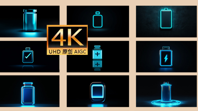 霓虹电池能量指示 科技感电池图标 唯美