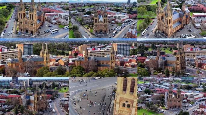 【4k】阿德莱德圣彼得大教堂航拍