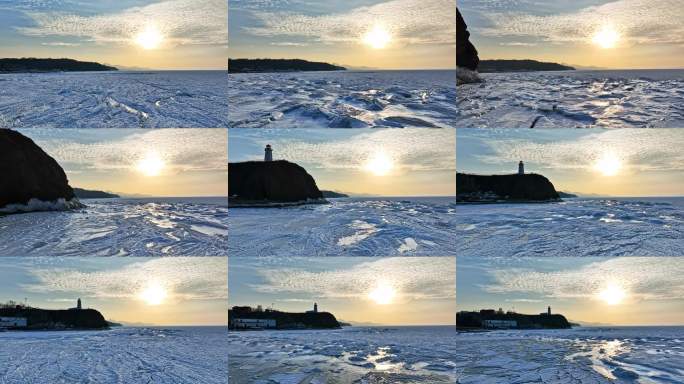 冰封海面日出美景