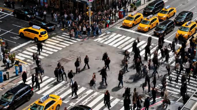 人群人流延时城市街道行人匆匆ai素材原创