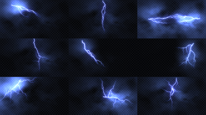闪电带透明通道特效动画