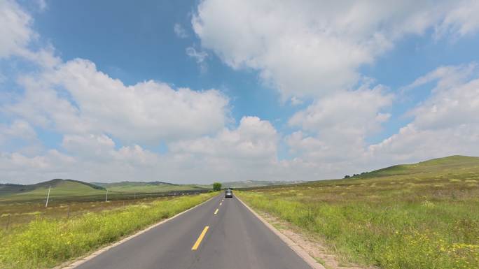 草原公路自驾视角延时
