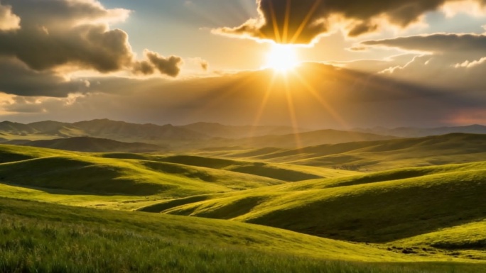 呼伦贝尔内蒙古大草原大草原航拍ai素材原