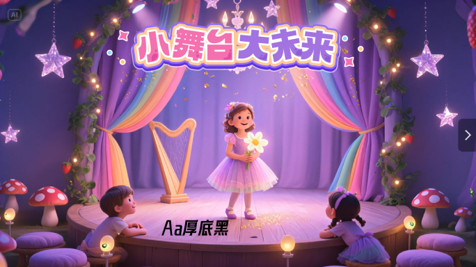 小女孩舞台表演动画片头