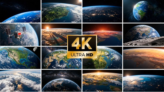 地球宇宙太空日出夜景片头云层太空视角美景