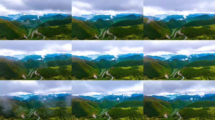 航拍山间蜿蜒公路