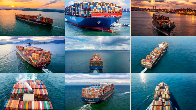 远洋货轮集装箱运输 一带一路海上贸易航运