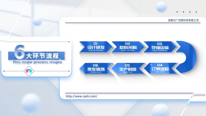 3-9环节蓝色流程动画