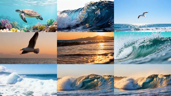 大海海洋航拍海浪升格海鸥ai素材原创4