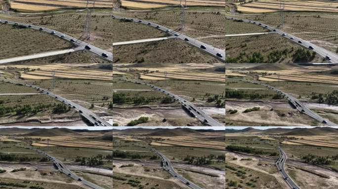 旷野公路与金色农田交织