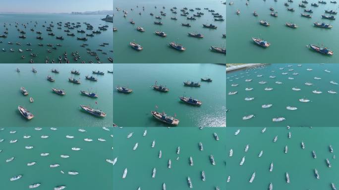 山东威海海源公园渔船4k60帧航拍