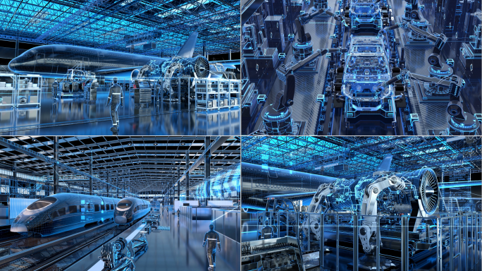 高科技工业制造场景飞机火车轮船汽车制造