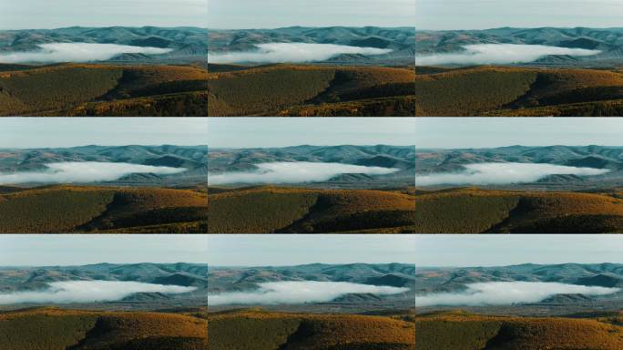 秋日山峦云海航拍