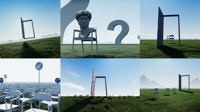 未来之门椅子问号抽象艺术创意开场片头