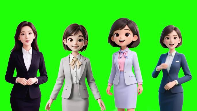 教师数字人白领合集卡通老师形象录课职场