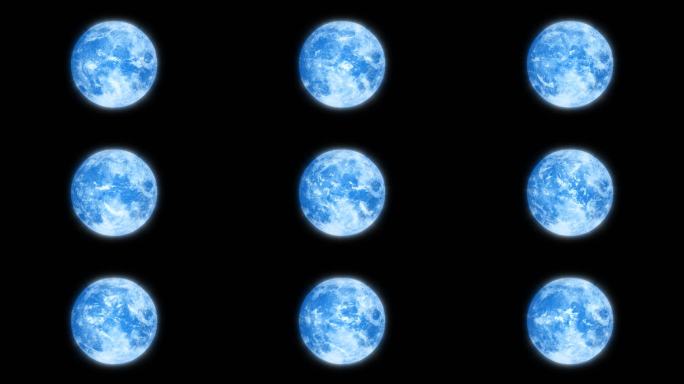 唯美蓝色月球动画-透明通道+循环