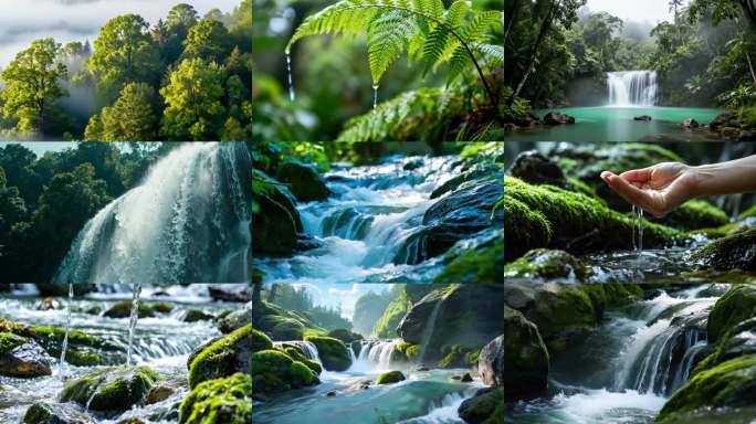 水大自然森林春天溪流生态ai素材原创4