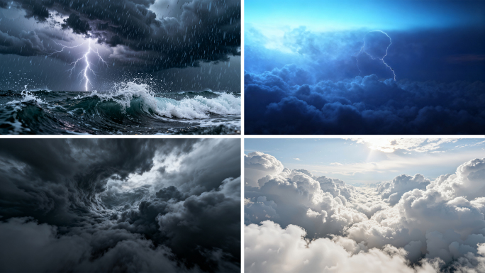 雷电闪电乌云大暴雨台风打雷雷击极端天气