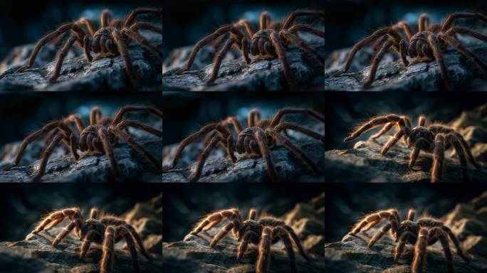 岩石上的毒蜘蛛特写