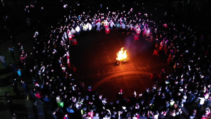 少数民族畲族篝火三月三歌舞晚会