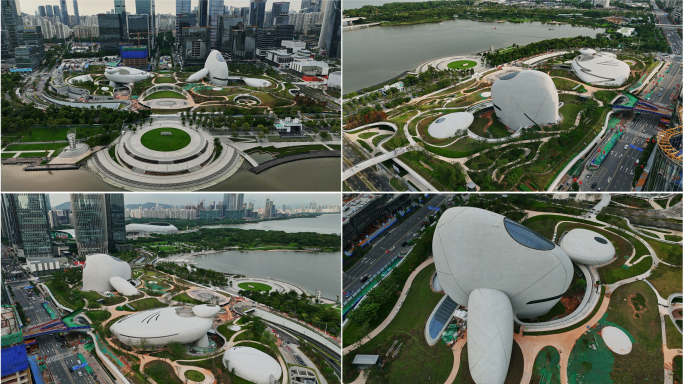 深圳湾文化广场航拍4k