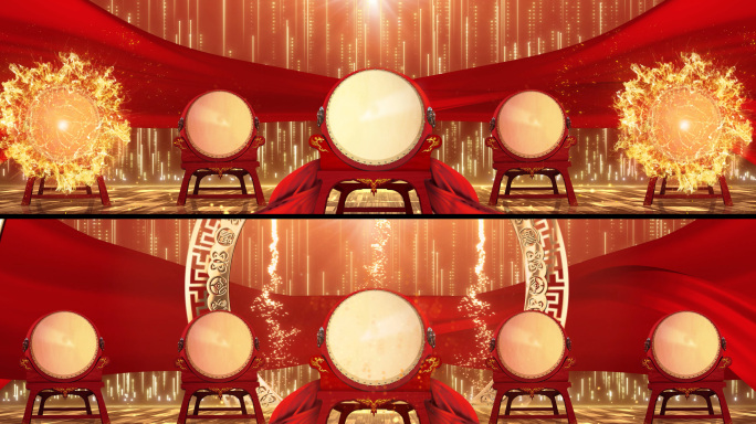 喜庆中国风鼓乐背景AE模板