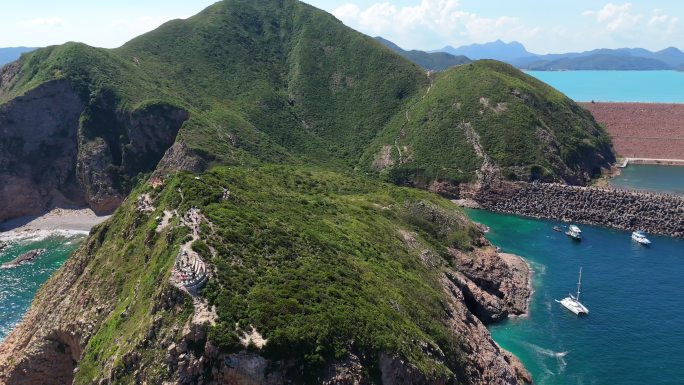 4K航拍香港西贡破边洲风光