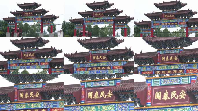 乡村门楼古建筑牌坊特写